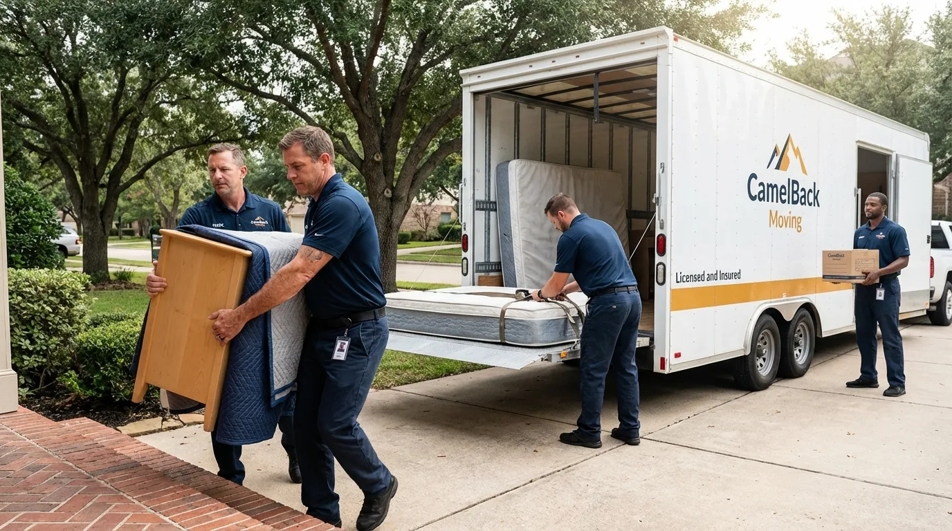 Crew loading residential truck for cross-state move from Marina del Rey, CA