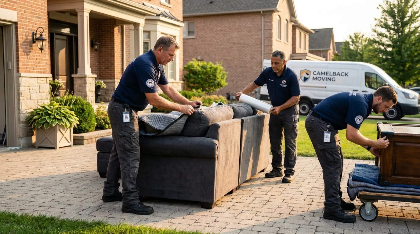 Large estate moving crew wrapping furniture in Marina del Rey, CA